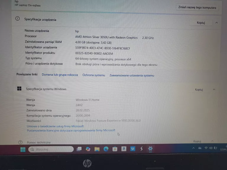 LAPTOP HP 15S EQ1086NW