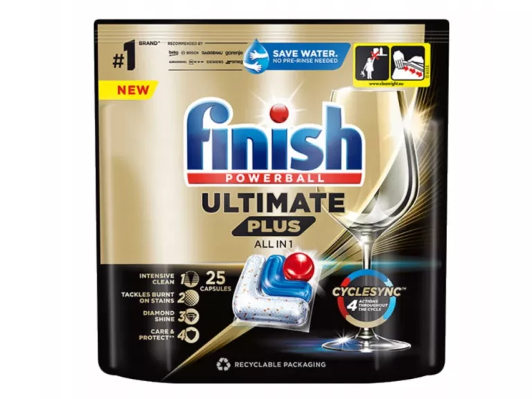 FINISH POWERBALL ULTIMATE PLUS KAPSUŁKI DO ZMYWARKI ALL IN ONE 25 SZTUK