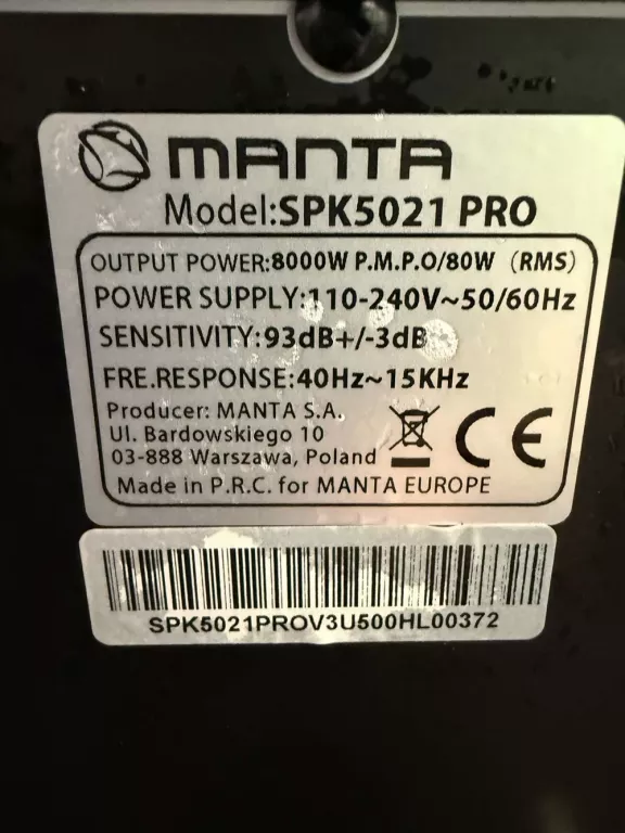 GŁOŚNIK MANTA SPK 5021 PRO