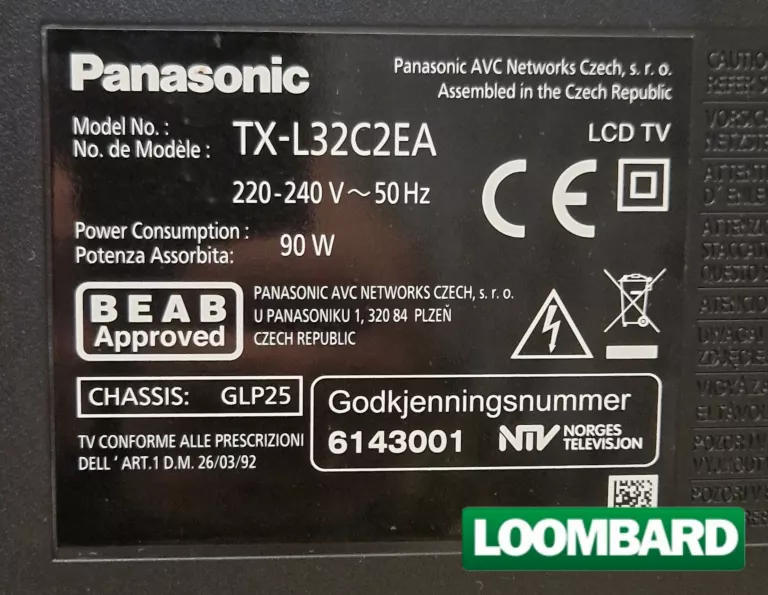 TELEWIZOR PANASONIC TX-L32C2EA 32" + PILOT