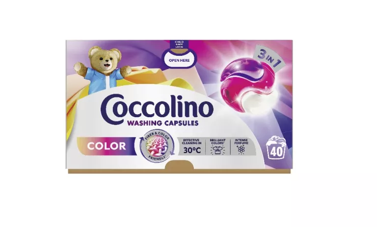 COCCOLINO CARE KAPSUŁKI 3W1 DO PRANIA KOLOROWYCH TKANIN 692 G (40 PRAŃ)
