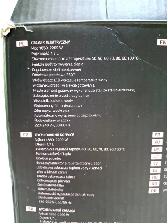 CZAJNIK Z REGULACJĄ TEMPERATURY BOTTI JOHNNY 1850W 1,7L