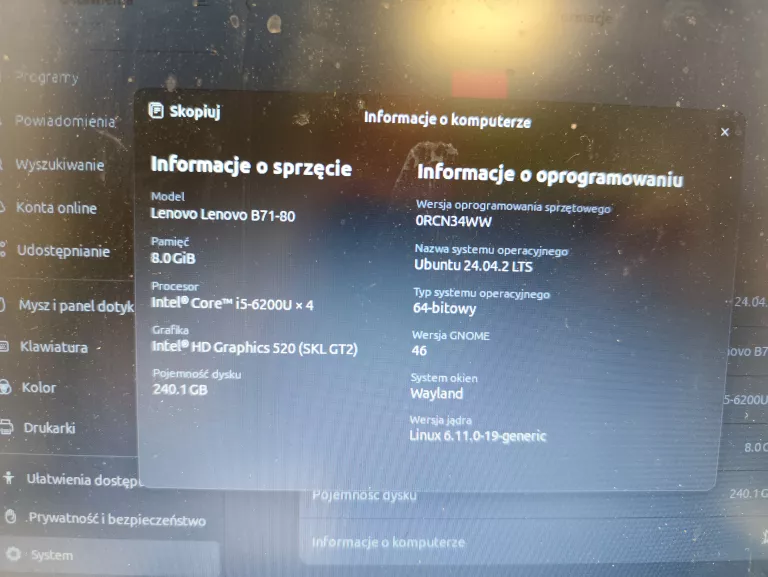 LAPTOP LENOVO B71-80 + ZASILACZ + TORBA