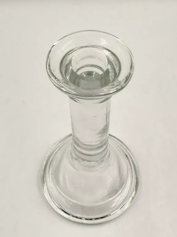 SZKLANY ŚWIECZNIK WYS 18 CM GRUBE SZKŁO PRL