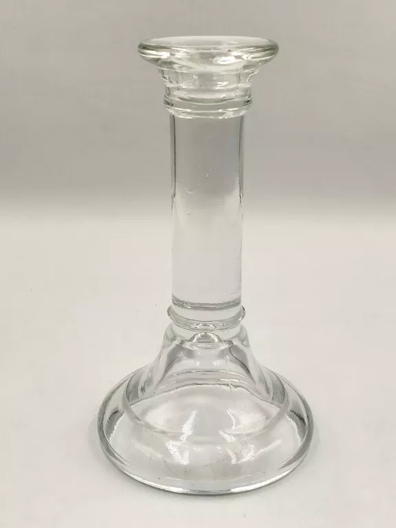 SZKLANY ŚWIECZNIK WYS 18 CM GRUBE SZKŁO PRL