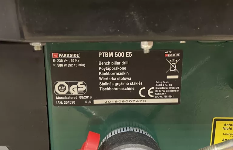 WIERTARKA STOŁOWA PARKSIDE PTBM 500 E5