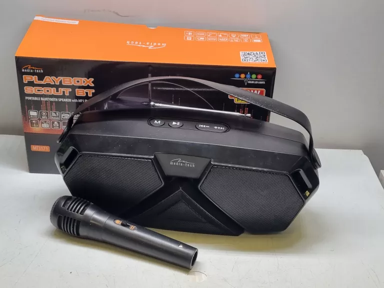GŁOŚNIK BLUETOOTH MP3 RADIO FM MIKROFON KARAOKE AKUMULATOR MEDIA-TECH SCOU
