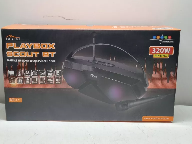 GŁOŚNIK BLUETOOTH MP3 RADIO FM MIKROFON KARAOKE AKUMULATOR MEDIA-TECH SCOU