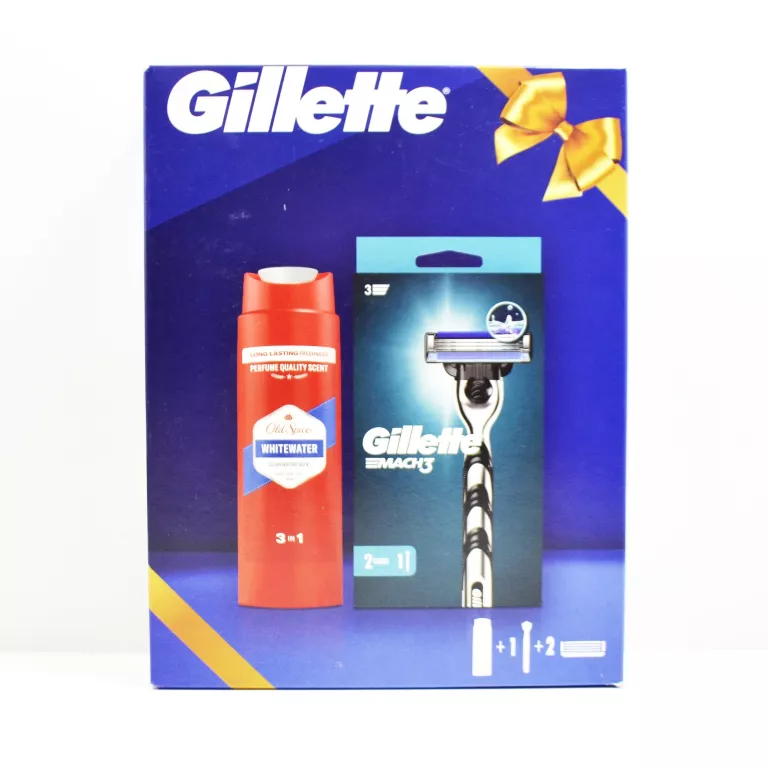 GILLETTE ZESTAW PREZENTOWY MACH 3 MASZYNKA 2 NOŻYKI+ŻEL OLD SPICE 250ML