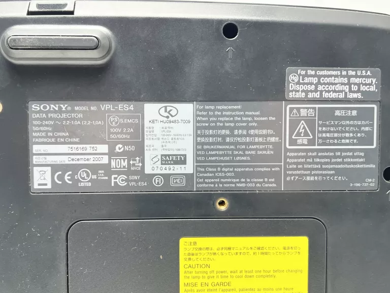 PROJEKTOR SONY VPL-ES4 | 800X600 | 2200 ANSI