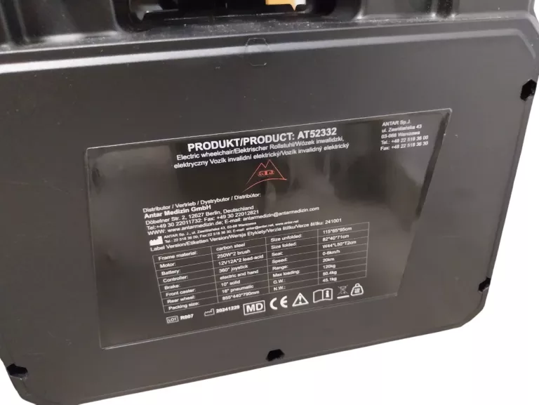ELEKTRYCZNY WÓZEK INWALIDZKI AT52332 Z DODATKOWYM JOYSTICKIEM/PILOTEM
