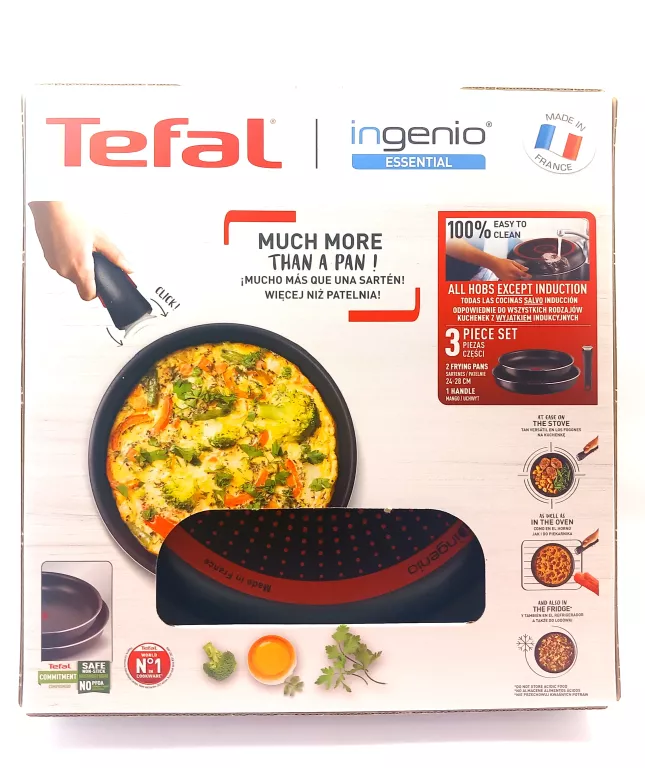 ZESTAW PATELNI TEFAL INGENIO ESSENTIAL 3 ELEMENTY JAK NOWY