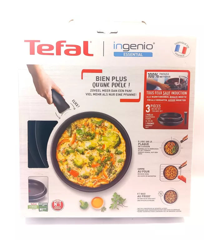 ZESTAW PATELNI TEFAL INGENIO ESSENTIAL 3 ELEMENTY JAK NOWY
