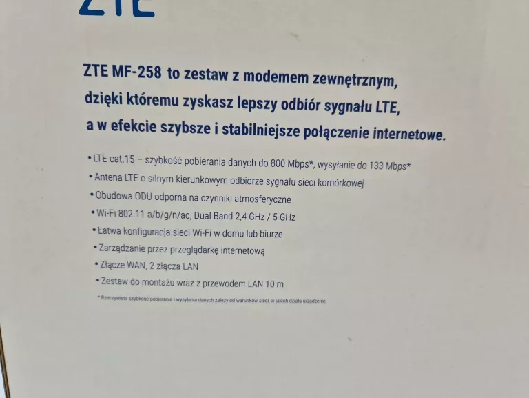 ROUTER Z ANTENĄ ZEWNĘTRZNĄ ZTE MF258 KOMPLET