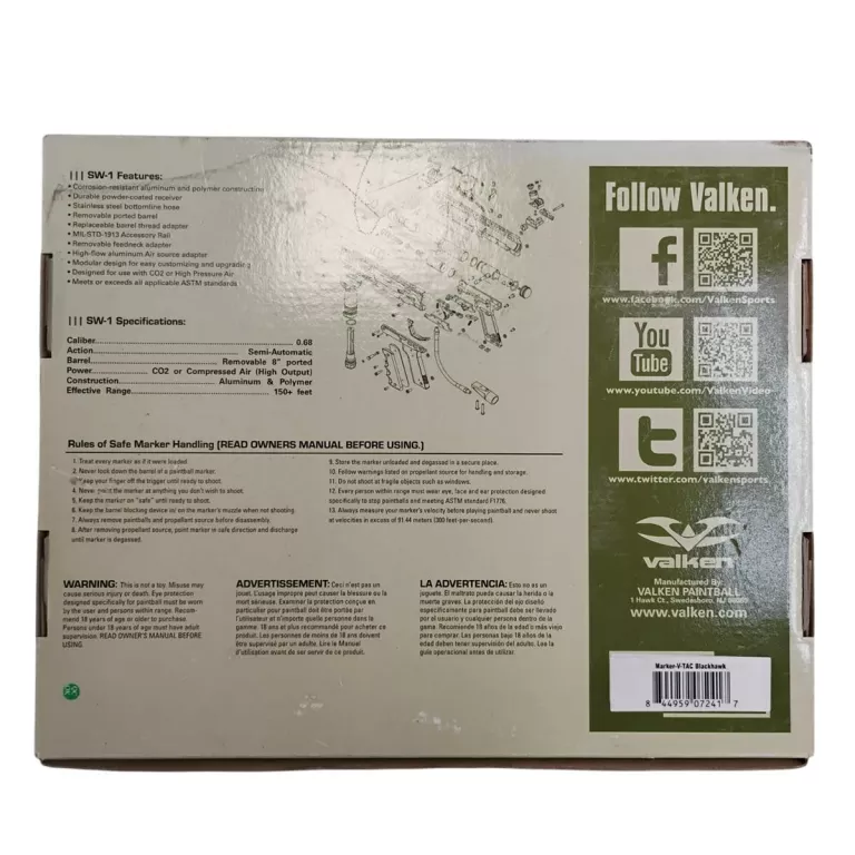 MARKER PAINTBALLOWY VALKEN SW1 BLACKHAWK PUD