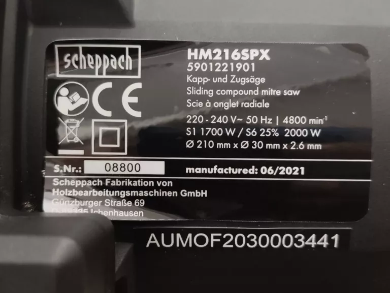 PIŁA UKOSOWA Z POSUWEM SCHEPPACH HM216SPX 2000W