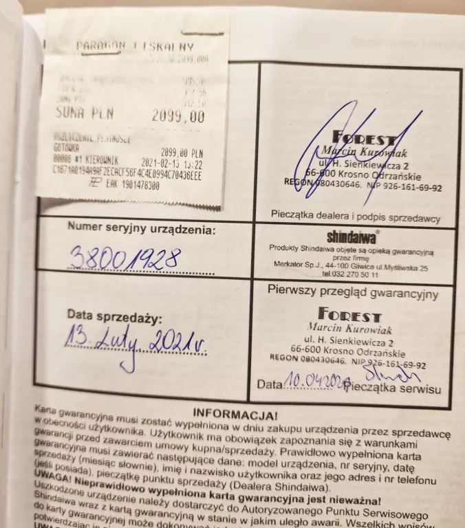 PIŁA SPALINOWA SHINDAIWA 501SX 05.2019 Z GWARANCJĄ