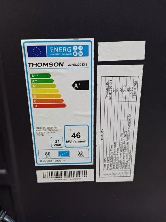 TELEWIZOR THOMSON 32HD3301 32" BRAK PILOTA