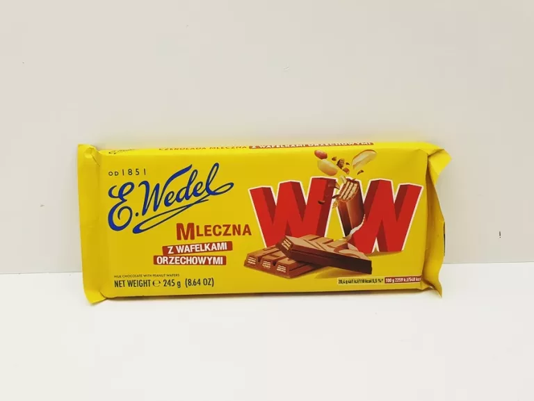 CZEKOLADA MLECZNA Z WAFELKAMI ORZECHOWYMI WW E.WEDEL - DUŻA TABLICZKA 245G