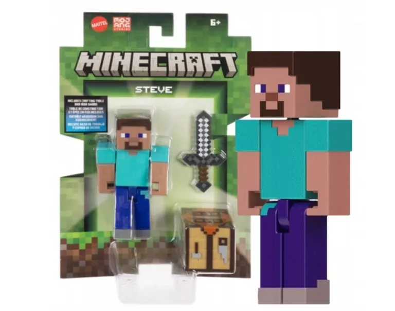 MINECRAFT FIGURKA STEVE PIKSELOWA FIGURKA + AKCESORIA JCN28
