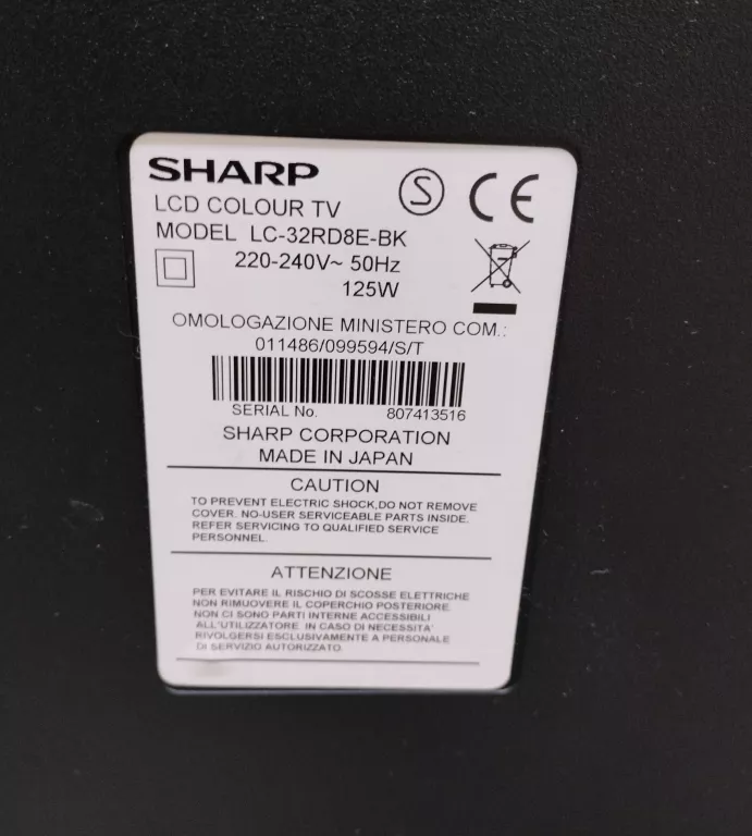 TELEWIZOR SHARP 32" LC-32RD8E HD READY