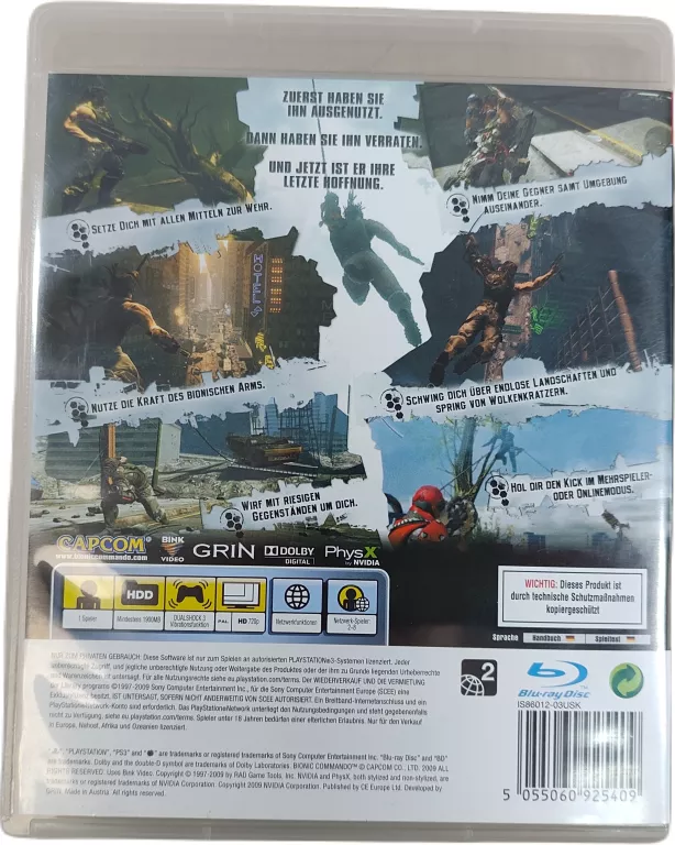 GRA NA KONSOLĘ SONY PLAYSTATION 3 BIONIC COMMANDO NIEMIECKA WERSJA