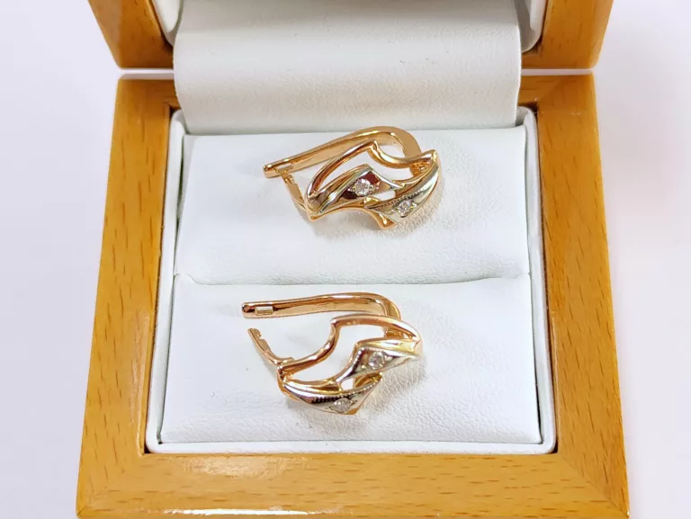 ZŁOTE KOLCZYKI P585 Z BRYLANTAMI 0,09CT 5,09G CERTYFIKAT