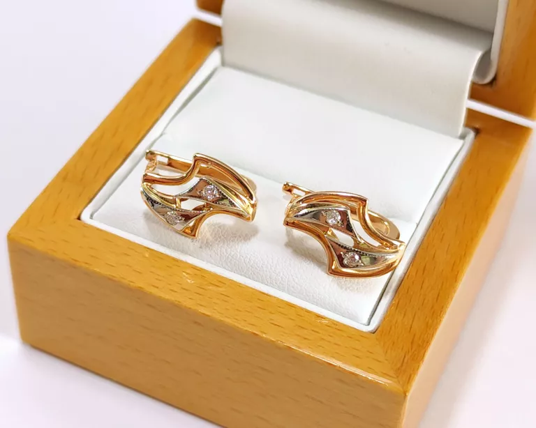 ZŁOTE KOLCZYKI P585 Z BRYLANTAMI 0,09CT 5,09G CERTYFIKAT