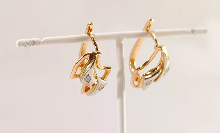 ZŁOTE KOLCZYKI P585 Z BRYLANTAMI 0,09CT 5,09G CERTYFIKAT