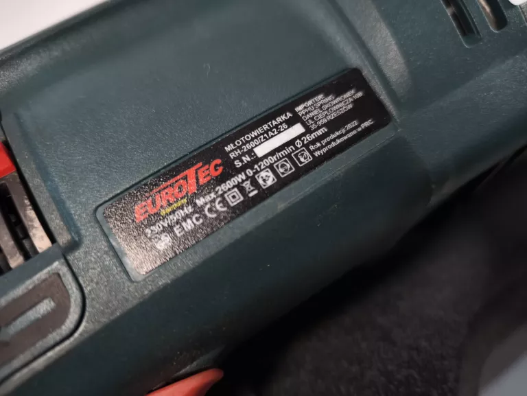 MŁOTOWIERTARKA EUROTEC RH-2600/Z1A2-26 KOMPLET