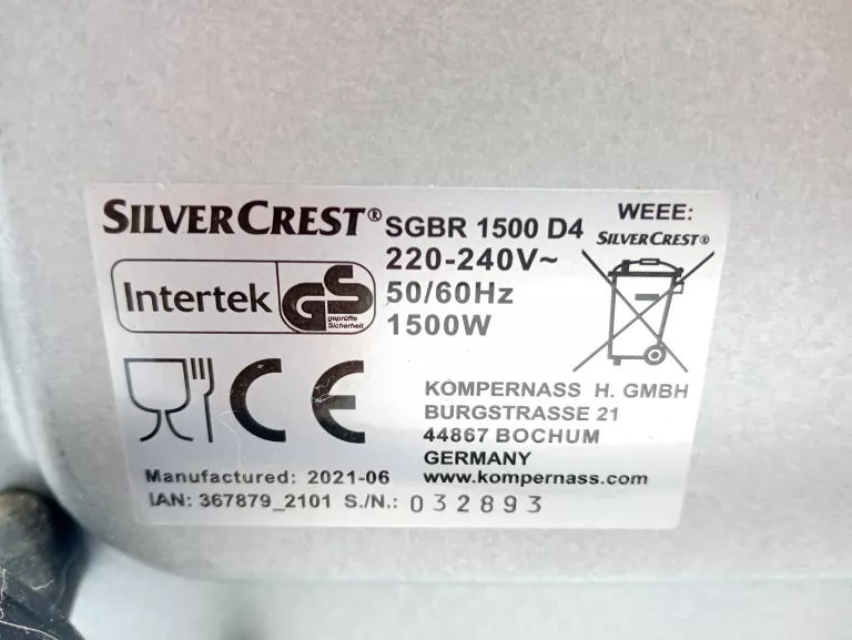 MINI PIEKARNIK SILVERCREST SGBR 1500 D4