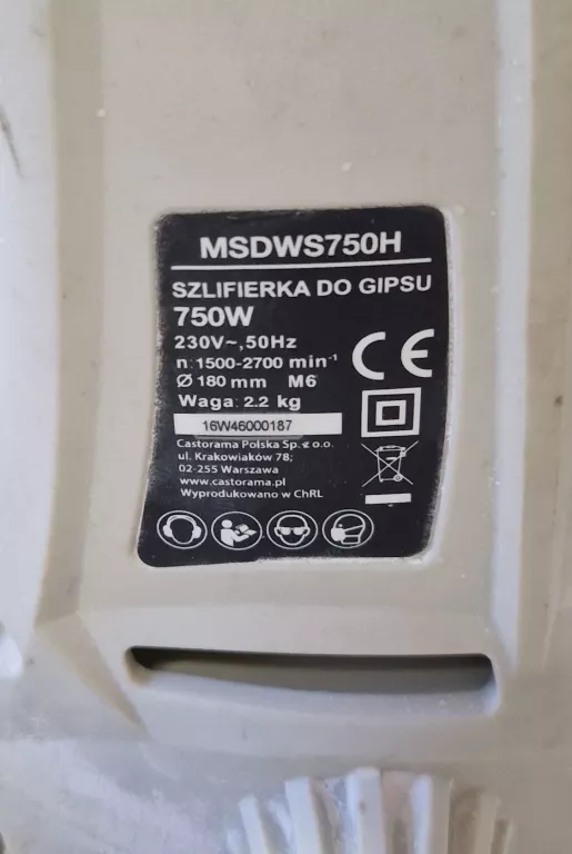 SZLIFIERKA DO GIPSU MACALLISTER MSDWS750H