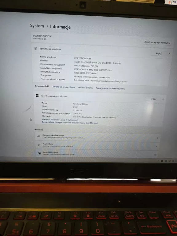 LAPTOP ACER NITRO AN515-54 15,6 " INTEL CORE I5 8 GB / 512 GB