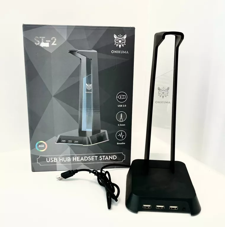 ONIKUMA STOJAK UCHWYT PODSTAWKA NA SŁUCHAWKI RGB + HUB USB JACK DLA GRACZY