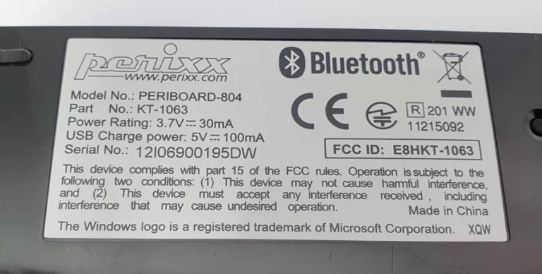 KLAWIATURA BEZPRZEWODOWA BLUETOOTH PERIXX PERIBOARD-804 CZARNA 10 M