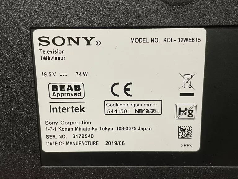 TELEWIZOR SONY KDL-32WE615 32" LED HD READY 50HZ SMART TV