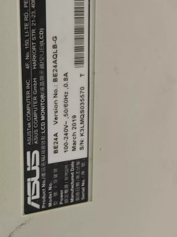 MONITOR LED ASUS BE24AQLB-G 24"