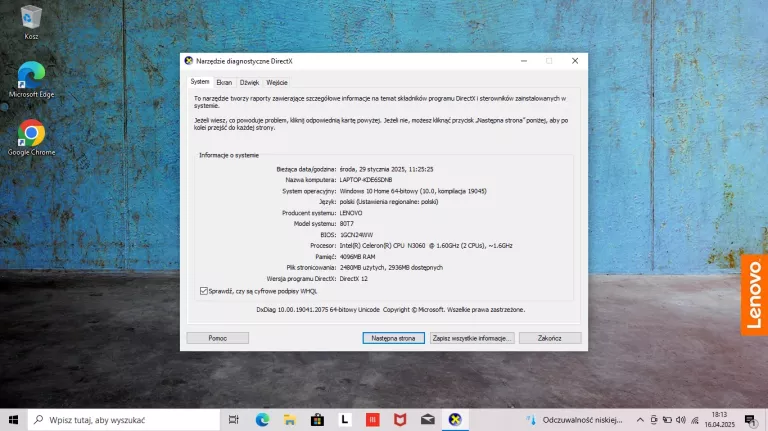 LAPTOP LENOVO IDEAPAD 110-15IBR 15,6" HD INTEL PENTIUM 4GB DDR3L 500GB HDD