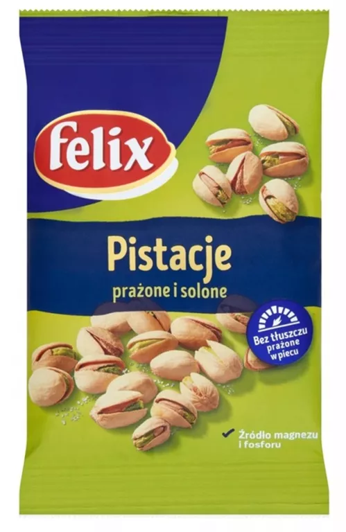 FELIX PISTACJE PRAŻONE SOLONE ORZESZKI DUŻA PACZKA 240G 5900571001183