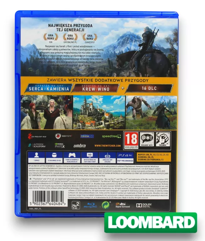 GRA PS4 WIEDŹMIN III DZIKI GON EDYCJA GRY ROKU POLSKA WERSJA