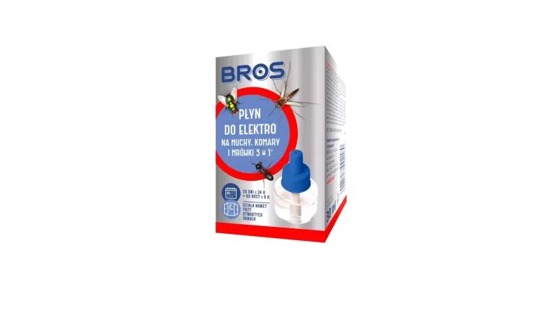 BROS PŁYN DO ELEKTROFUMIGATORA NA MUCHY KOMARY I MRÓWKI 3W1 30 ML