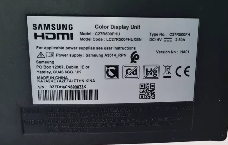 MONITOR SAMSUNG LC27R500FH 27 " 1920 X 1080