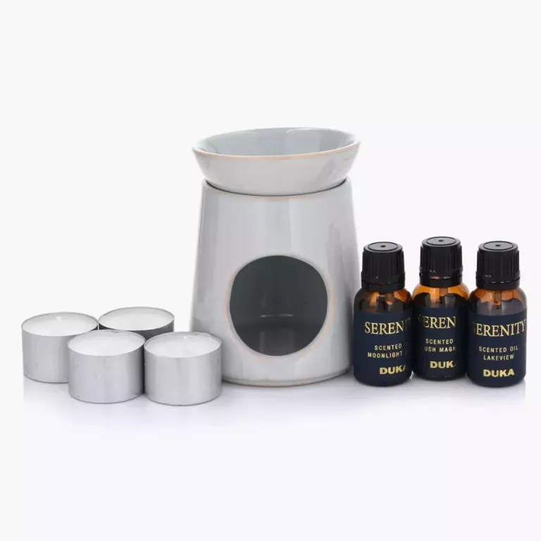ZESTAW KOMINEK ZAPACHOWY Z OLEJKAMI DUKA SERENITY 8 EL. CERAMICZNY