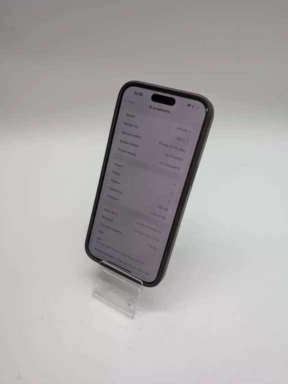 APPLE IPHONE 15 PRO MAX 256 GB BAT. 92% NA CZĘŚCI