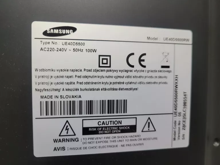 TELEWIZOR 40" SAMSUNG MODEL UE40D5500 LED SMART TV ZESTAW OPIS