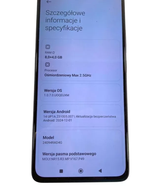 SMARTFON XIAOMI REDMI NOTE 14 5G 8 GB / 256 GB - CZARNY !!! NA CZĘŚCI !!!