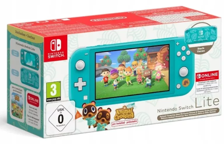 KONSOLA NINTENDO SWITCH LITE TURKUSOWY ANIMAL CROSSING EDITION + GRATIS