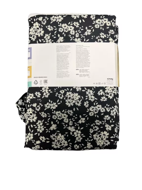 POSCIEL SINSAY CZARNA 160X200 W KWIATY
