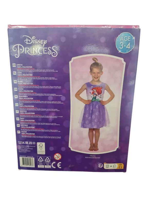 SUKIENKA DISNEY PRINCESS ARIELKA 3- 4 LAT PRZEBRANIA