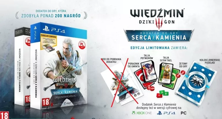 ZESTAW KART DO GRY W GWINTA WIEDŹMIN 3 DZIKI GON SERCE Z KAMIENIA PS4